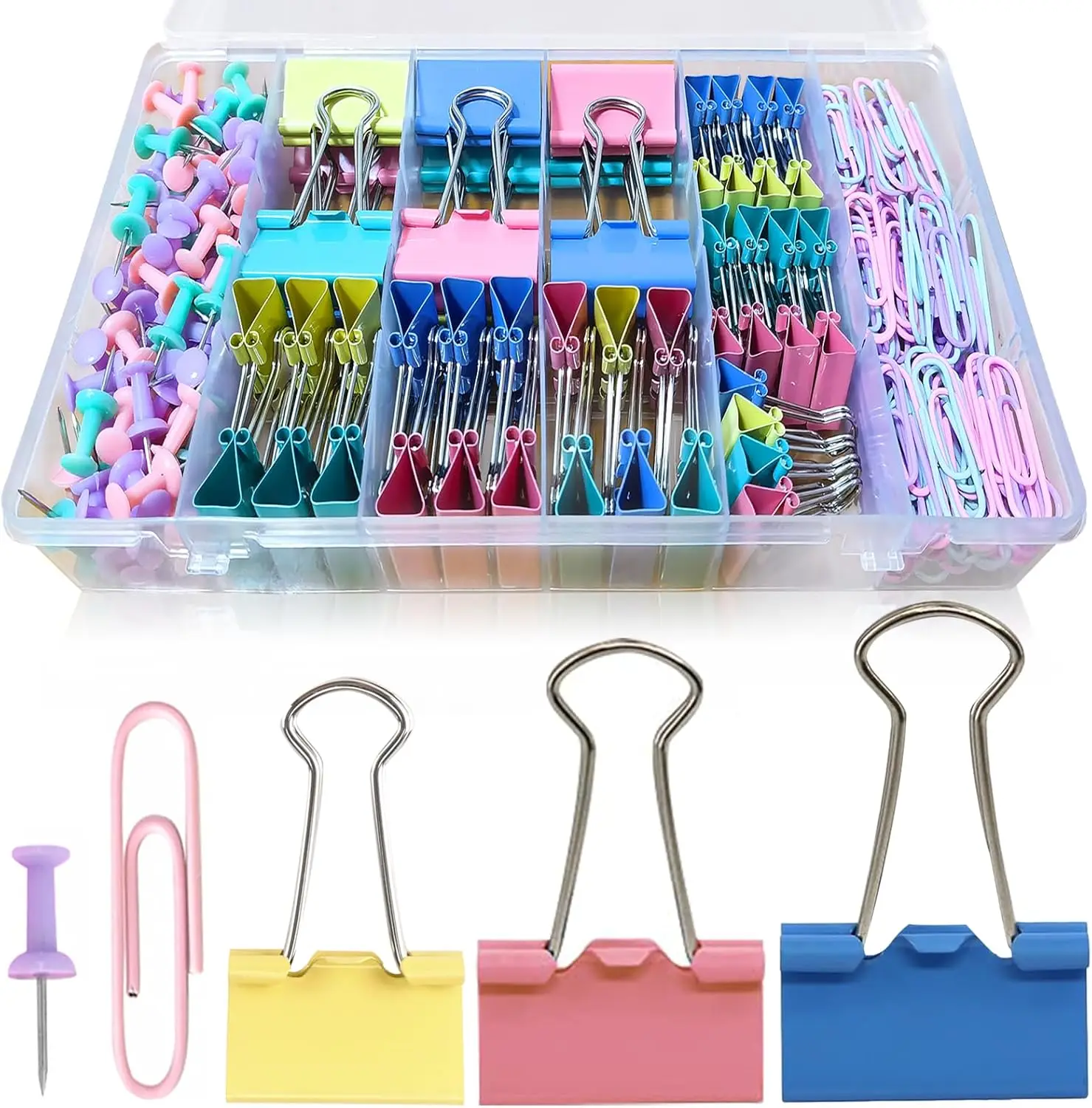 Colored Paper Clips and Binder Clips Set, 240 Pieces Assorted Sizes Office Supplies for Document Organizing
Colored Paper Clips and Binder Clips Set, 240 Pieces Assorted Sizes Office Supplies for Document Organizing