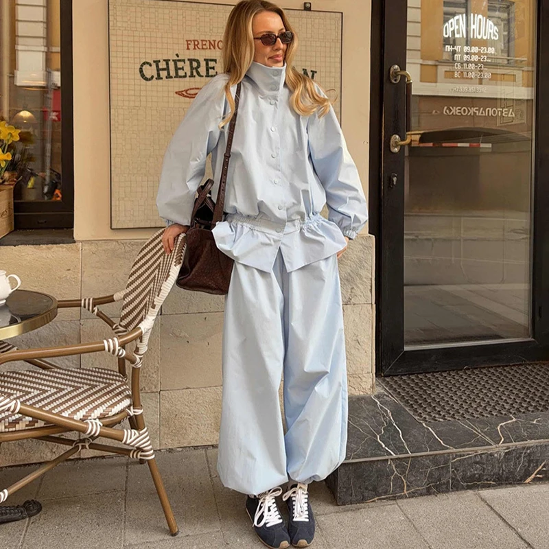 TARUXY Stylish Jacket Set Women Stand-Collar Lace Up Waist-Cinching Coat Loose Trousers Solid Casual 2-Piece Set 2026 Autumn New
TARUXY Stylish Jacket Set Women Stand-Collar Lace Up Waist-Cinching Coat Loose Trousers Solid Casual 2-Piece Set 2026 Autumn New