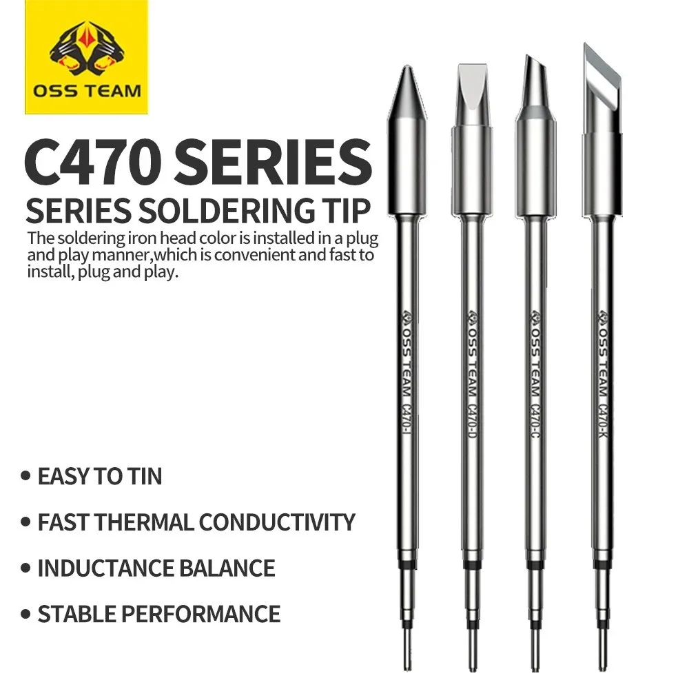 OSS C470 Series Lead-free Environmentally Friendly Soldering Iron Tip 2S Tinning for CPU IC Large Component Welding Repair Tool
OSS C470 Series Lead-free Environmentally Friendly Soldering Iron Tip 2S Tinning for CPU IC Large Component Welding Repair Tool
