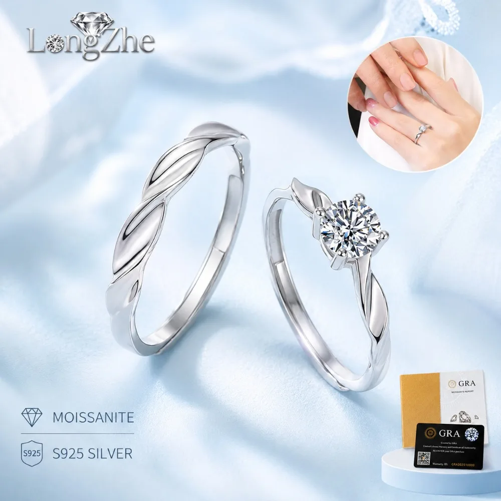 925 Sterling Silver Moissanite Couple Ring Set 0.5CT Twisted Band Open Rings For Women Men Romantic Gift Jewelry
925 Sterling Silver Moissanite Couple Ring Set 0.5CT Twisted Band Open Rings For Women Men Romantic Gift Jewelry