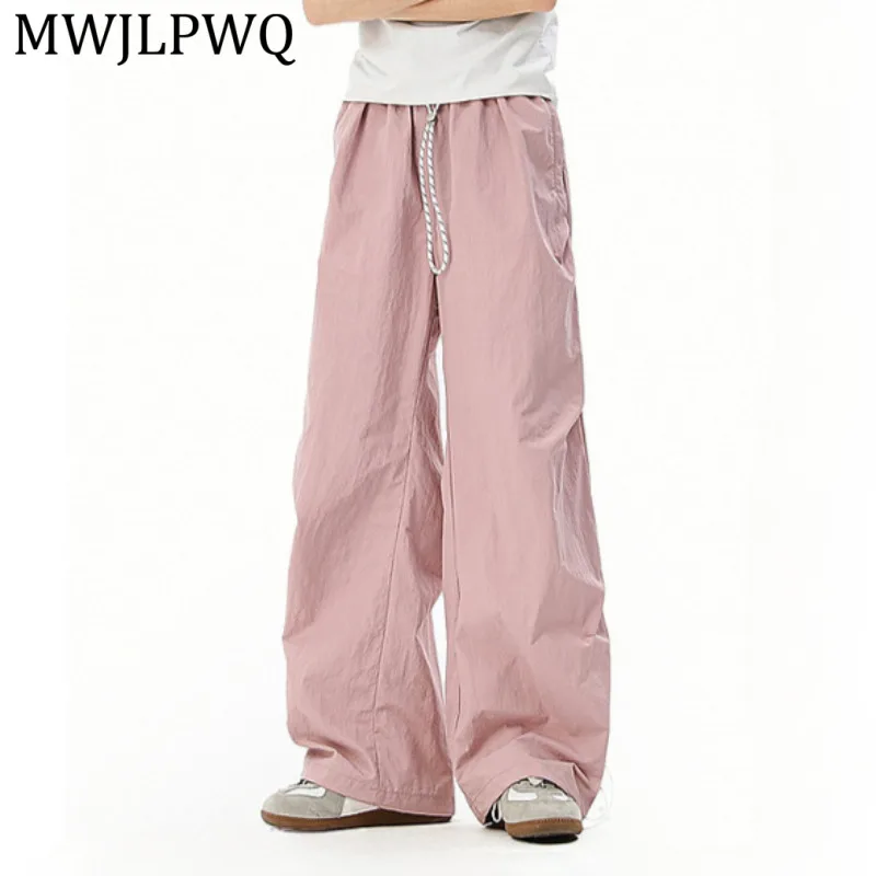 MWJLPWQ Pink Drawstring Wide Leg Parachute Pants Men Hot Ho Loose Baggy Trousers Lightweight Casual Y2K Streetwear Bottoms 15760
MWJLPWQ Pink Drawstring Wide Leg Parachute Pants Men Hot Ho Loose Baggy Trousers Lightweight Casual Y2K Streetwear Bottoms 15760