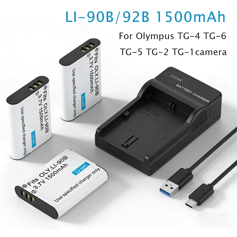 Li-90B Li-92B Battery with Charger 3.7V 1500mAh for Olympus Tough TG-4 TG-6 TG-5 TG-2 TG-1 SH-1 SH-2 for Ricoh DB-110 Camera
Li-90B Li-92B Battery with Charger 3.7V 1500mAh for Olympus Tough TG-4 TG-6 TG-5 TG-2 TG-1 SH-1 SH-2 for Ricoh DB-110 Camera