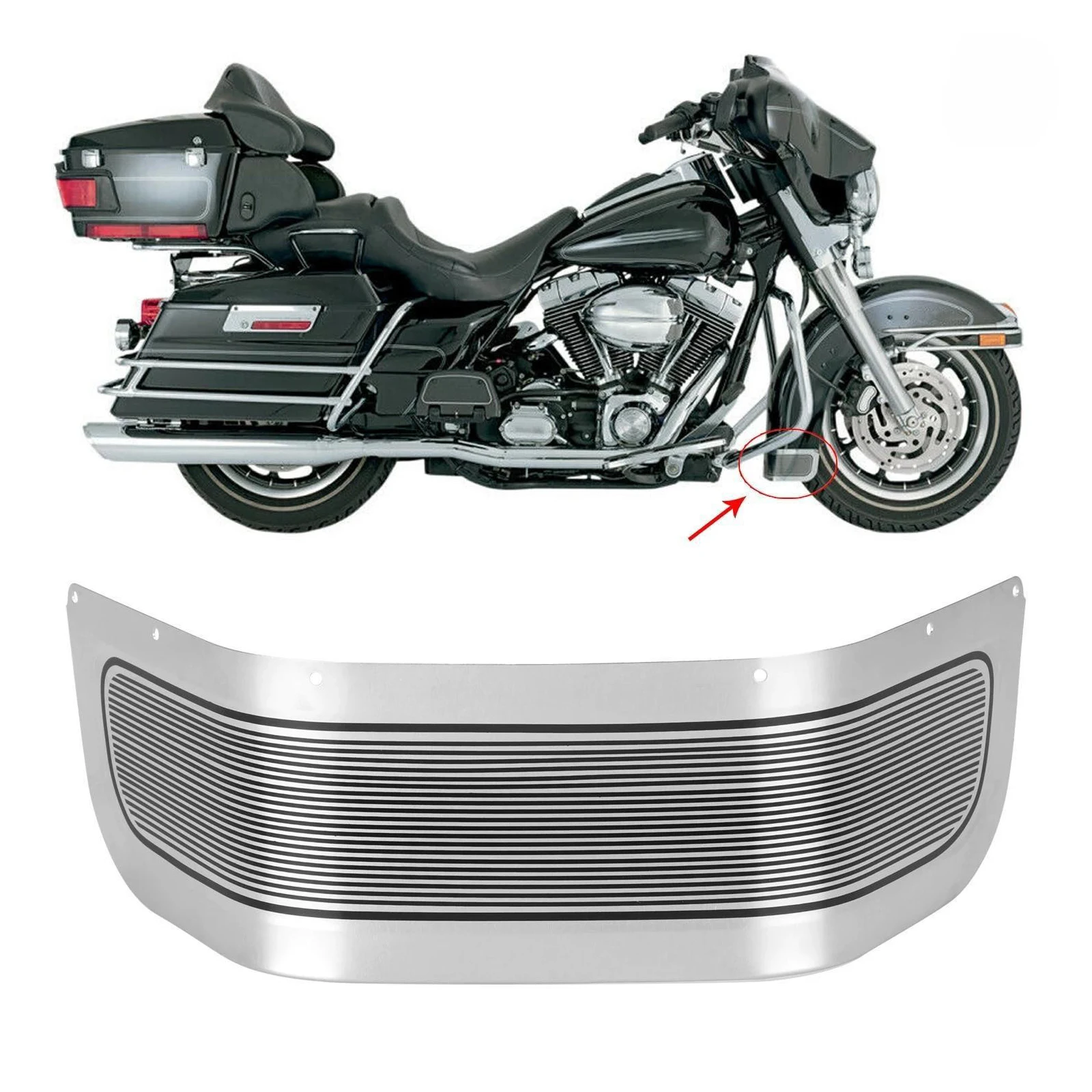 1 Pc Motorcycle Front Fender Skirt Trim Protector Cover Aluminum For Harley 2008-2013 Year / 2014-2022 Year Touring Models
1 Pc Motorcycle Front Fender Skirt Trim Protector Cover Aluminum For Harley 2008-2013 Year / 2014-2022 Year Touring Models
