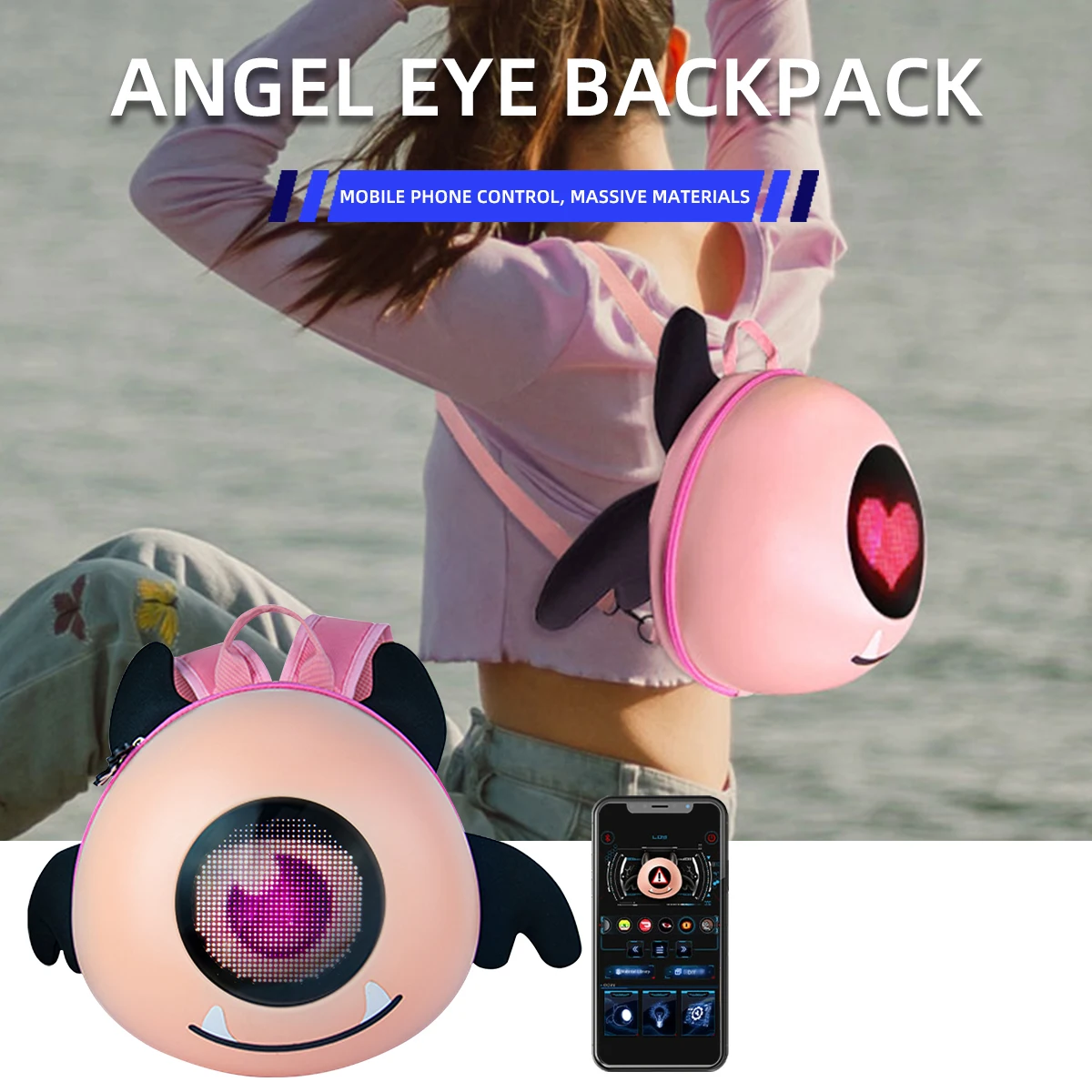 Cute Little Demon Eye Backpack LED Display Bag For Children Girls School Bags Bluetooth APP Control Lightweight Hard Shell Bag
Cute Little Demon Eye Backpack LED Display Bag For Children Girls School Bags Bluetooth APP Control Lightweight Hard Shell Bag