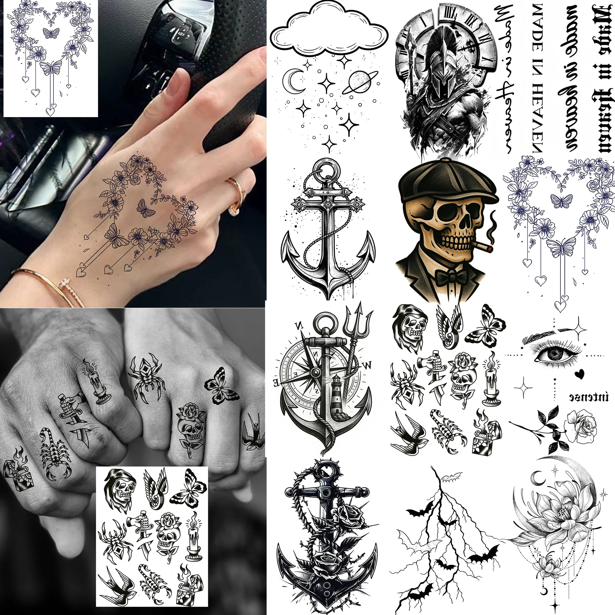 1 Sheet Anchor Skull Insect Temporary Tattoos For Adult Hands Neck, Halloween Fake Tattoo Stickers Long Lasting Realistic Tatoos
1 Sheet Anchor Skull Insect Temporary Tattoos For Adult Hands Neck, Halloween Fake Tattoo Stickers Long Lasting Realistic Tatoos