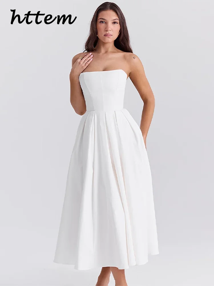 Elegant Pleated Cotton Strapless Long Dress Women Sleeveless Backless High Waist Party Dresses 2024 Summer Lady Chic Solid Robes
Elegant Pleated Cotton Strapless Long Dress Women Sleeveless Backless High Waist Party Dresses 2024 Summer Lady Chic Solid Robes