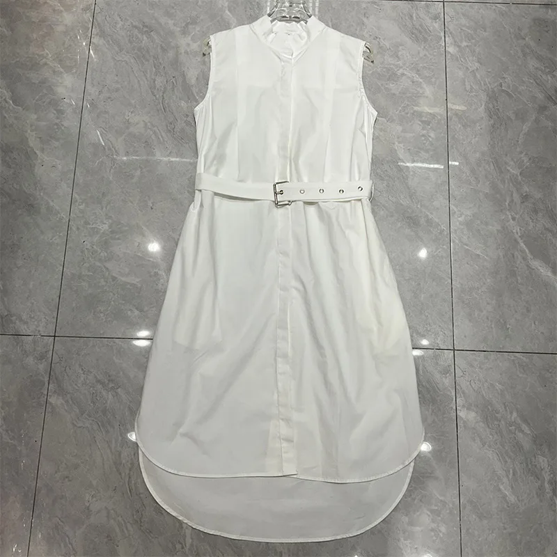 Sleeveless Shirt-Dress For Women With Sashes Office Style Long Solid White One-Piece High Quality Tank Dresses
Sleeveless Shirt-Dress For Women With Sashes Office Style Long Solid White One-Piece High Quality Tank Dresses
