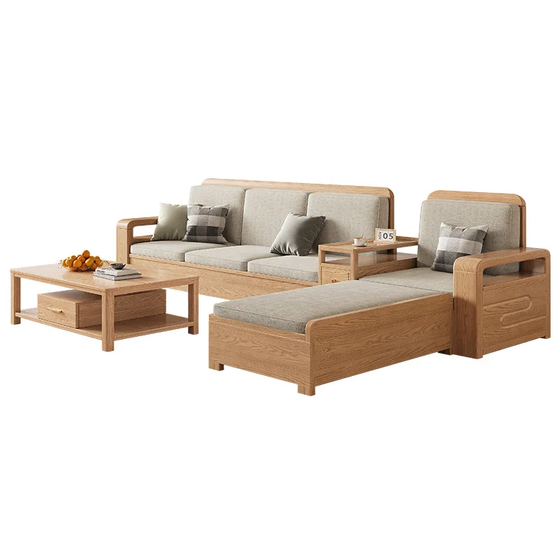 Solid wood sofa combination fabric sofa modern simple size apartment living room log color furniture
Solid wood sofa combination fabric sofa modern simple size apartment living room log color furniture