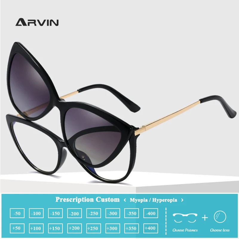 Women 2 In 1 Cat Eye Myopia Prescription Glasses New Fashion Optical Magnetic Clip On Polarized Sunglasses Diopter 0 -1.5
Women 2 In 1 Cat Eye Myopia Prescription Glasses New Fashion Optical Magnetic Clip On Polarized Sunglasses Diopter 0 -1.5