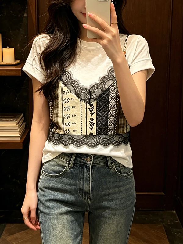 plus Size Women's Summer T-Shirt Short Sleeve Slimming Meat Covering Shoulder Appropriate Casual Loose Fit round Neck Top
plus Size Women's Summer T-Shirt Short Sleeve Slimming Meat Covering Shoulder Appropriate Casual Loose Fit round Neck Top