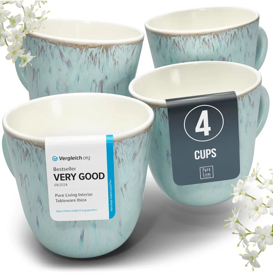 Stoneware Coffee Mug Set of 4 Stylish Modern Beige-Blue Cups 14.5 Oz Ceramic Dishwasher and Microwave Safe Solid Mediterranean
Stoneware Coffee Mug Set of 4 Stylish Modern Beige-Blue Cups 14.5 Oz Ceramic Dishwasher and Microwave Safe Solid Mediterranean