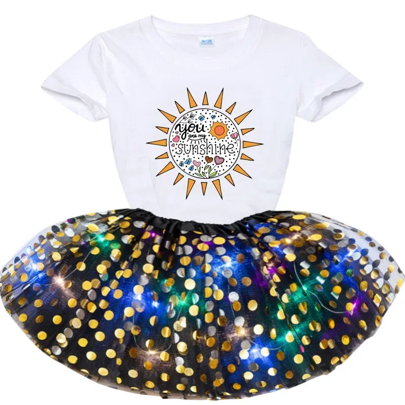 Girls Short Sleeve T-shirt+luminous Skirt Set Summer Kids Girls Personalized A Birthday Present Personalized Customization Dress
Girls Short Sleeve T-shirt+luminous Skirt Set Summer Kids Girls Personalized A Birthday Present Personalized Customization Dress