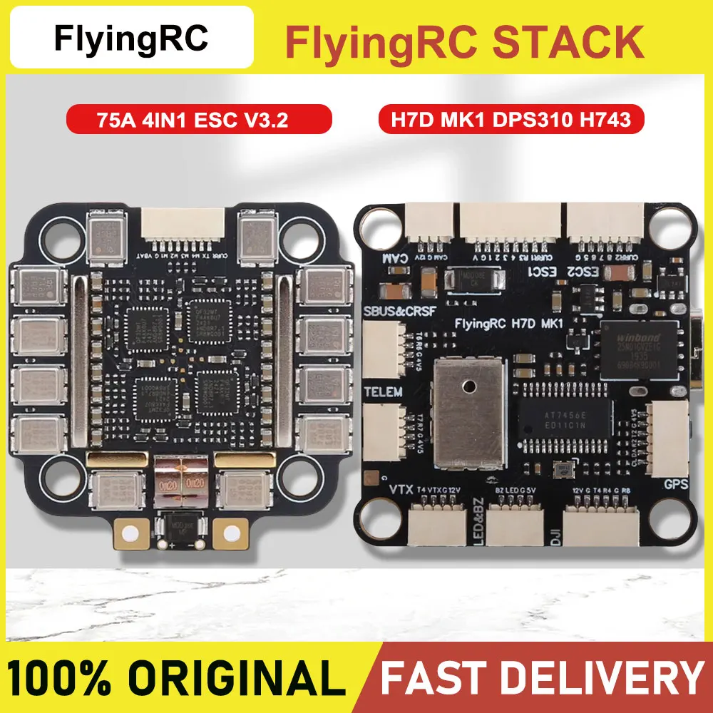 FlyingRC STACK 75A 4IN1 ESC V3.2 and H7D MK1 DPS310 H743 Flight control Support AP/INAV/BF/RotorFlight firmware
FlyingRC STACK 75A 4IN1 ESC V3.2 and H7D MK1 DPS310 H743 Flight control Support AP/INAV/BF/RotorFlight firmware