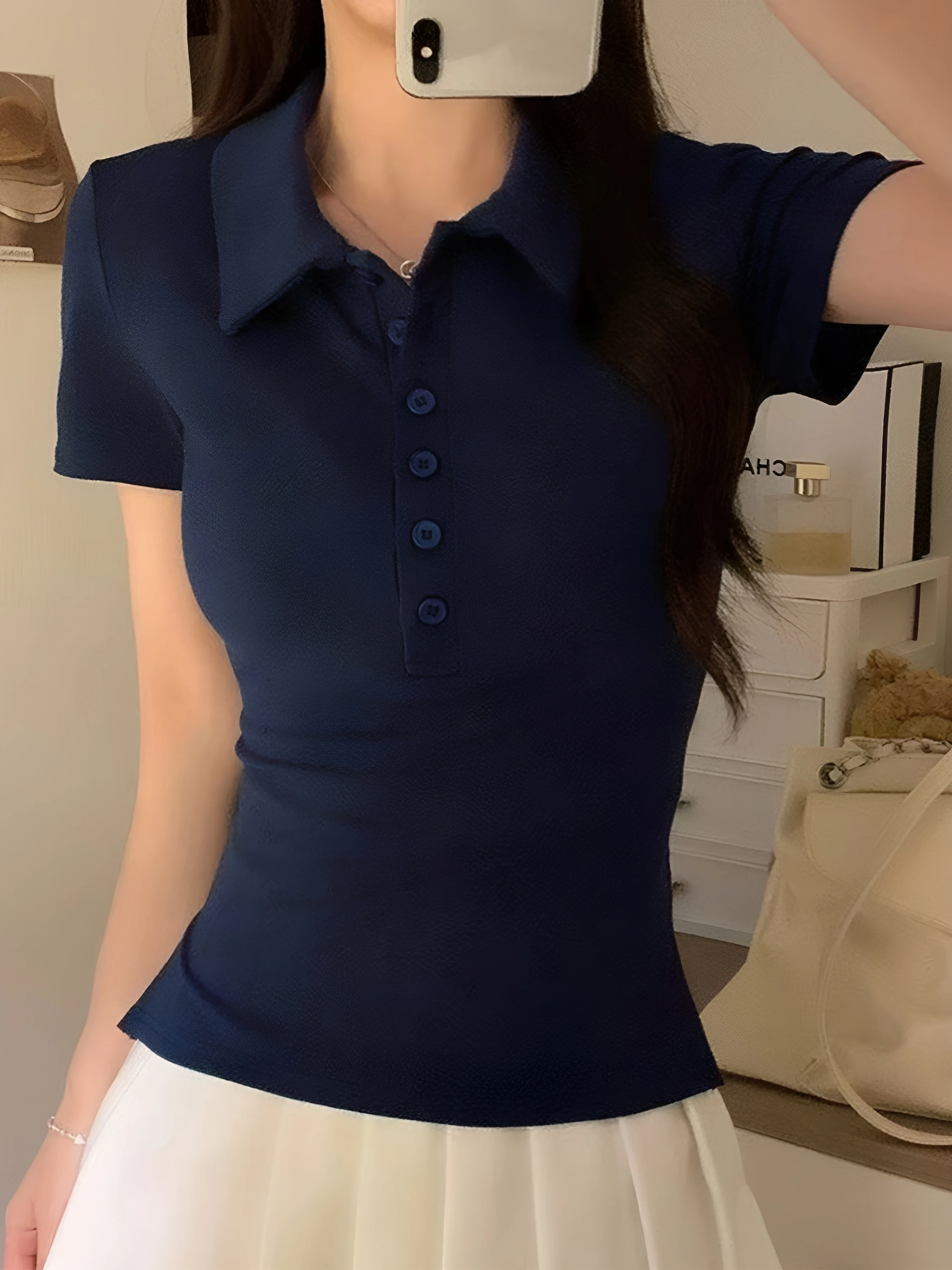 Summer Short Sleeve T-Shirt Women's plus Size Collar Slim Fit Cotton 95% Elastic Fiber 5% Simple Style Casual Top
Summer Short Sleeve T-Shirt Women's plus Size Collar Slim Fit Cotton 95% Elastic Fiber 5% Simple Style Casual Top