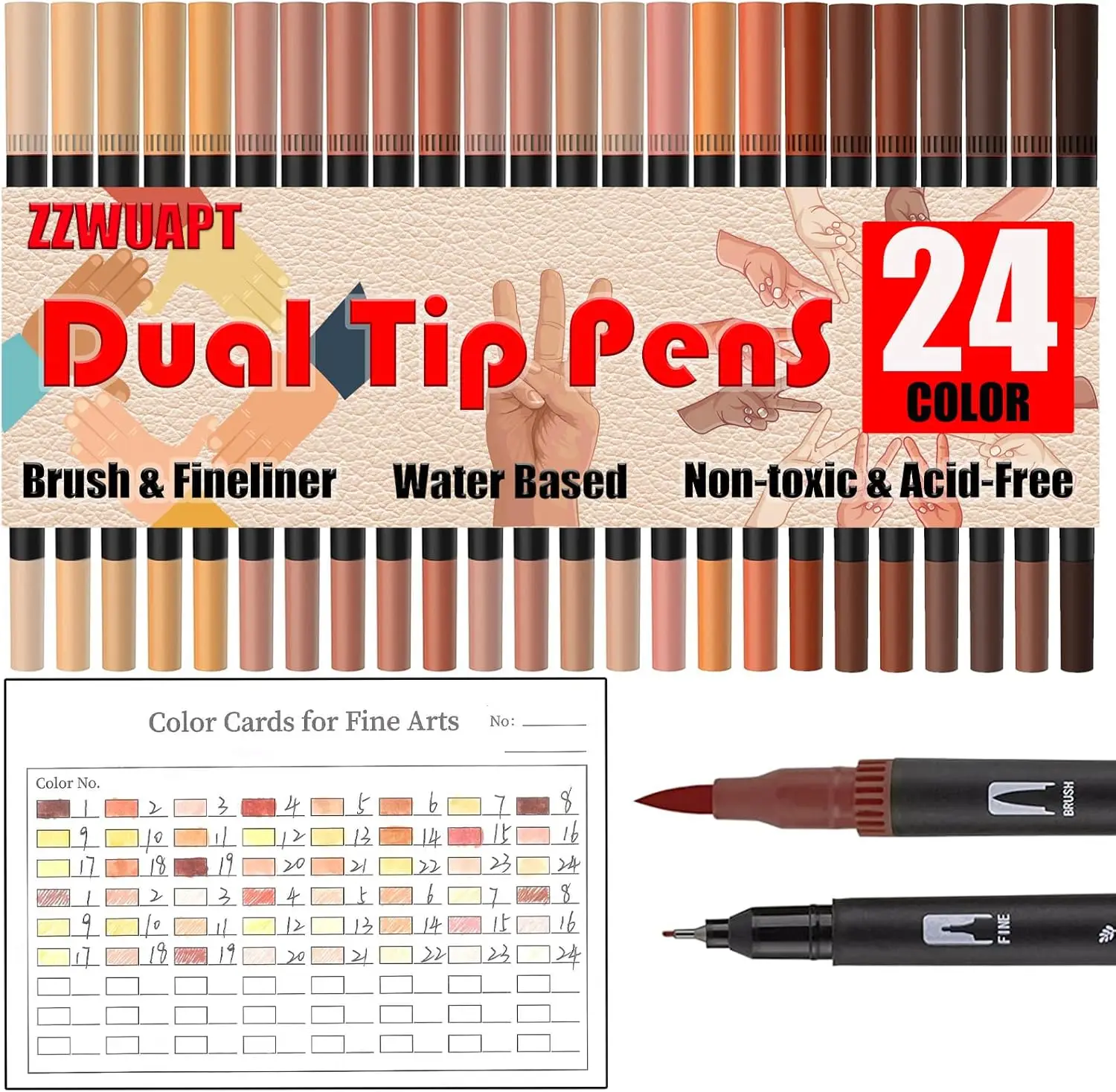 24 Color Dual Tip Brush Pens, Fine & Brush Markers for Adult Coloring, Art Supplies
24 Color Dual Tip Brush Pens, Fine & Brush Markers for Adult Coloring, Art Supplies