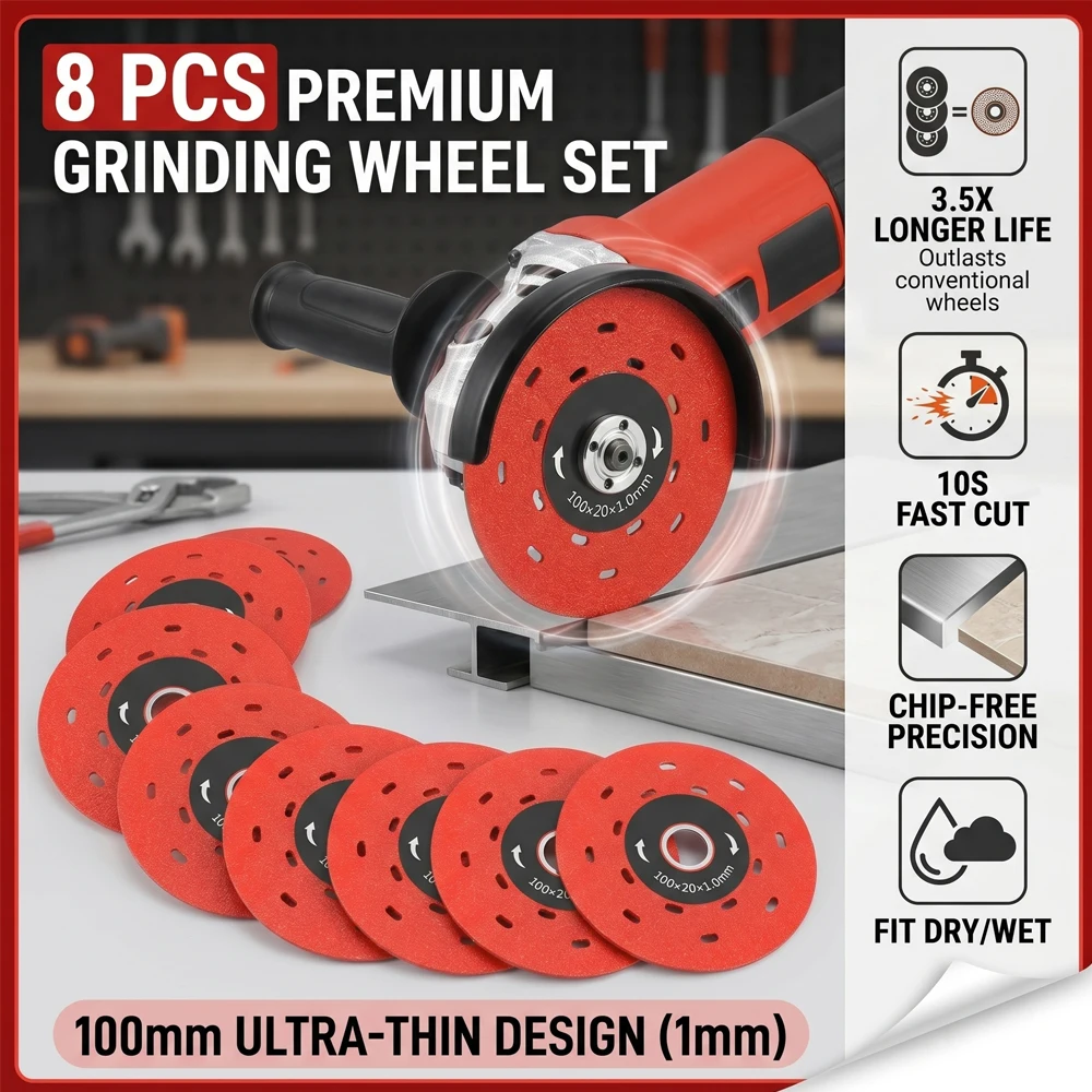 8Pcs Diamond Cutting Disc 100mm Ultra-thin Saw Blade for Tile Marble Ceramic 10s Fast Chip-free Cutting Wheel for Angle Grinder
8Pcs Diamond Cutting Disc 100mm Ultra-thin Saw Blade for Tile Marble Ceramic 10s Fast Chip-free Cutting Wheel for Angle Grinder