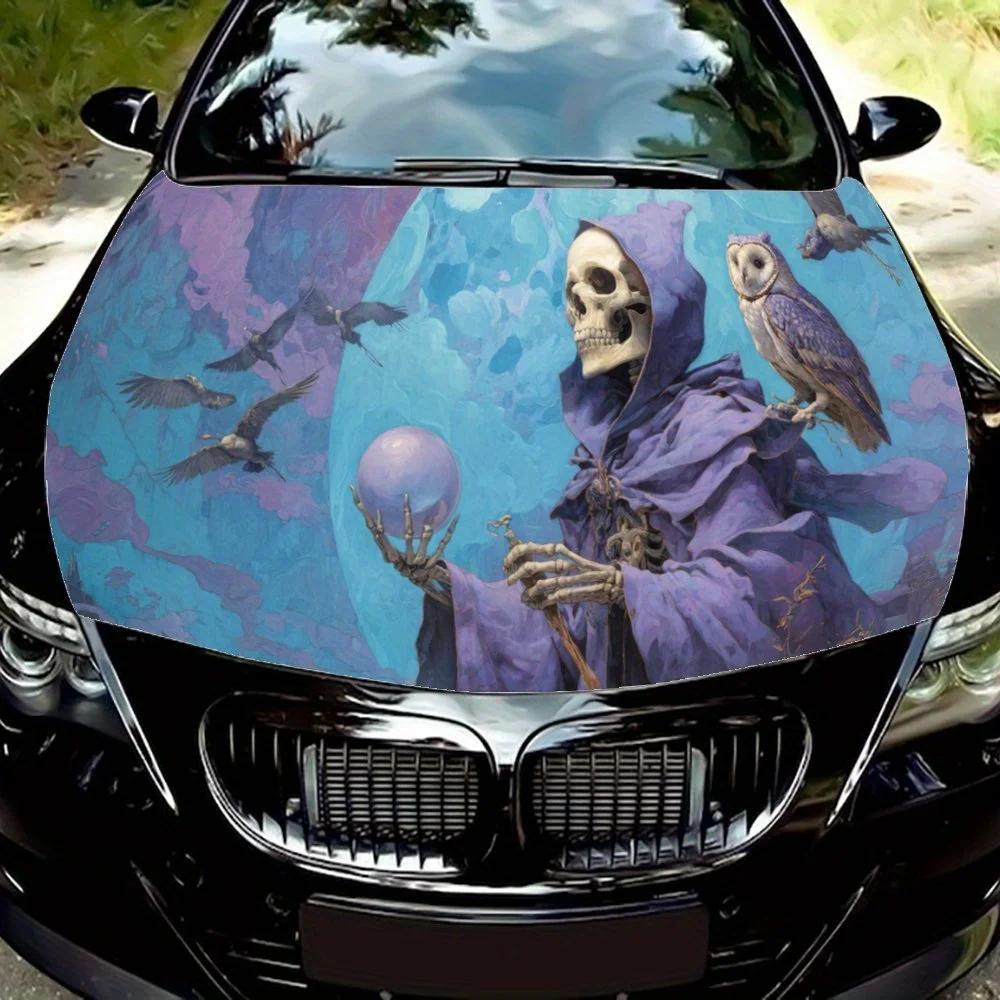 Purple Cloaked Skeleton with Crystal Ball Car Hood Sticker PVC Self Waterproof Stick, Striking Auto Exterior Accessories Decor
Purple Cloaked Skeleton with Crystal Ball Car Hood Sticker PVC Self Waterproof Stick, Striking Auto Exterior Accessories Decor