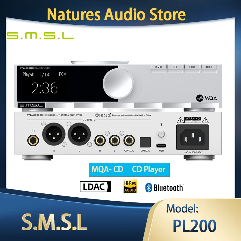 SMSL PL200 Desktop CD Player MQA-CD AK4499EX USB DAC Bluetooth Decoder Headphone Amplifier DSIC Digital Audio support LDAC APTX
SMSL PL200 Desktop CD Player MQA-CD AK4499EX USB DAC Bluetooth Decoder Headphone Amplifier DSIC Digital Audio support LDAC APTX