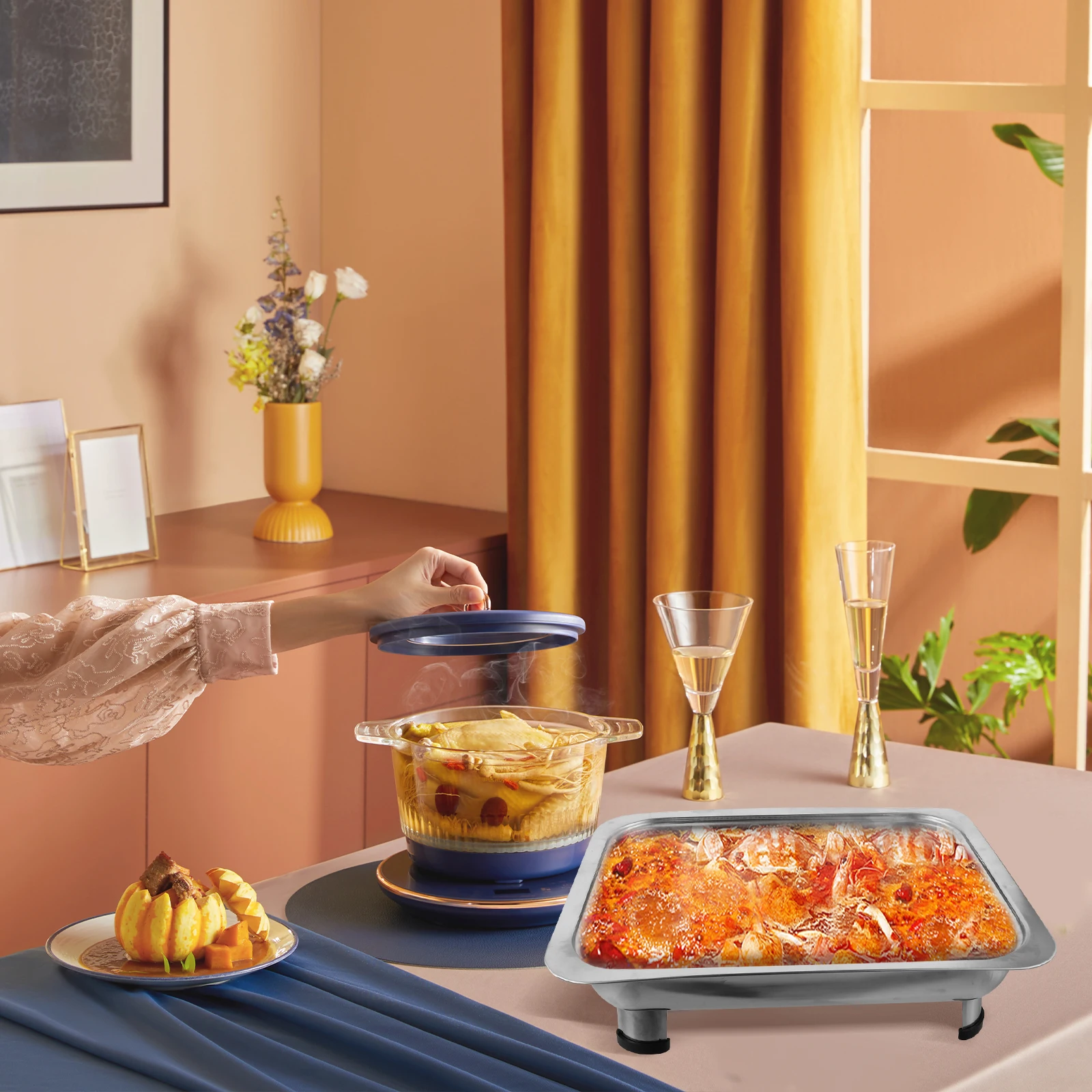 Stainless Steel Tray Rectangular Buffet Pan Transparent Cover Plate for Banquet Stainless Steel Buffet Pan Catering
Stainless Steel Tray Rectangular Buffet Pan Transparent Cover Plate for Banquet Stainless Steel Buffet Pan Catering