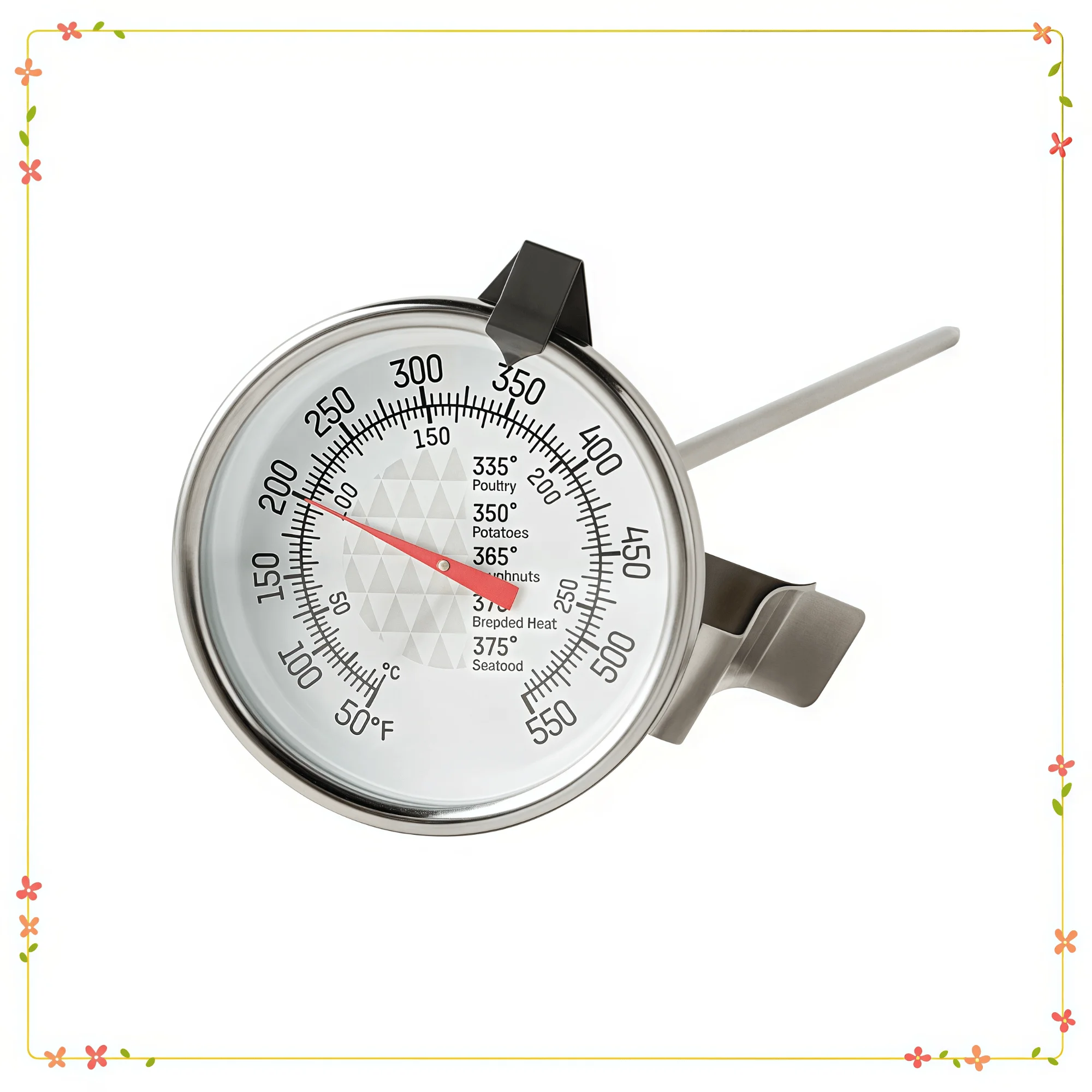 Candy & Deep Fry Analog Thermometer with Adjustable Pan Clip, 1.75 Inch Dial for Precise Temperature Control, Stainless Steel
Candy & Deep Fry Analog Thermometer with Adjustable Pan Clip, 1.75 Inch Dial for Precise Temperature Control, Stainless Steel
