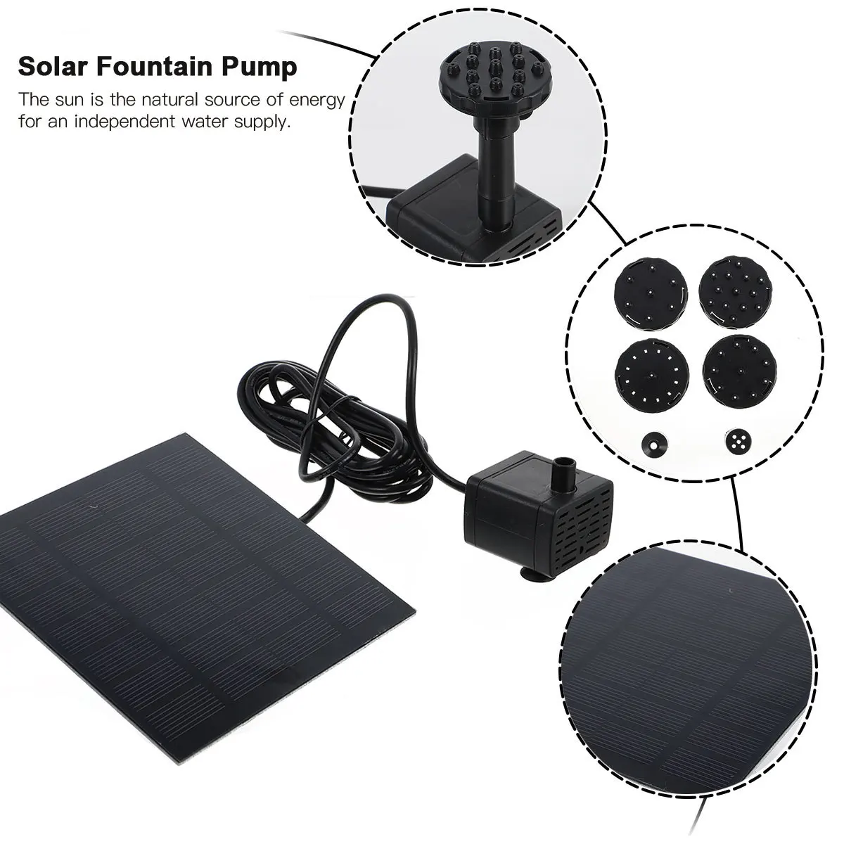 Solar Garden Fountain Pump 6 Nozzles Adjustable Water Heights Sunlight Driven for Pond Fish Tank Hydroponics Solar Fountain Pump
Solar Garden Fountain Pump 6 Nozzles Adjustable Water Heights Sunlight Driven for Pond Fish Tank Hydroponics Solar Fountain Pump