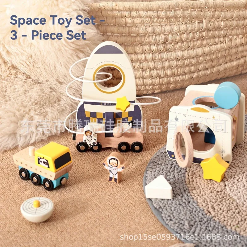 Wooden Space Themed Educational Toy Set with Rocket Bead Maze and Shape Sorter Multi functional Playset for Toddlers
Wooden Space Themed Educational Toy Set with Rocket Bead Maze and Shape Sorter Multi functional Playset for Toddlers
