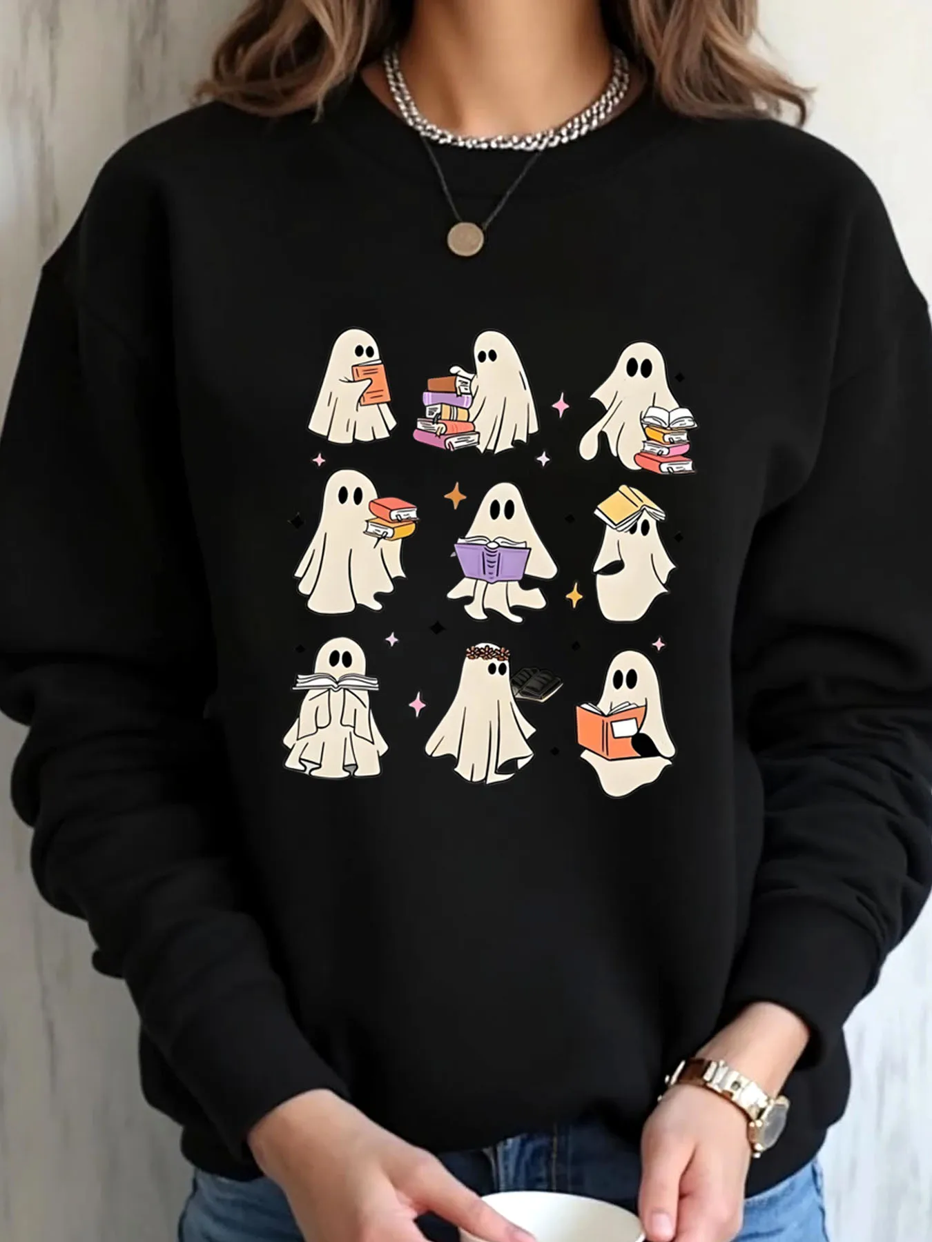 Женская толстовка большого размера на Хэллоуин, призраки, чтение книг, верхняя одежда с принтом
Женская толстовка большого размера на Хэллоуин, призраки, чтение книг, верхняя одежда с принтом