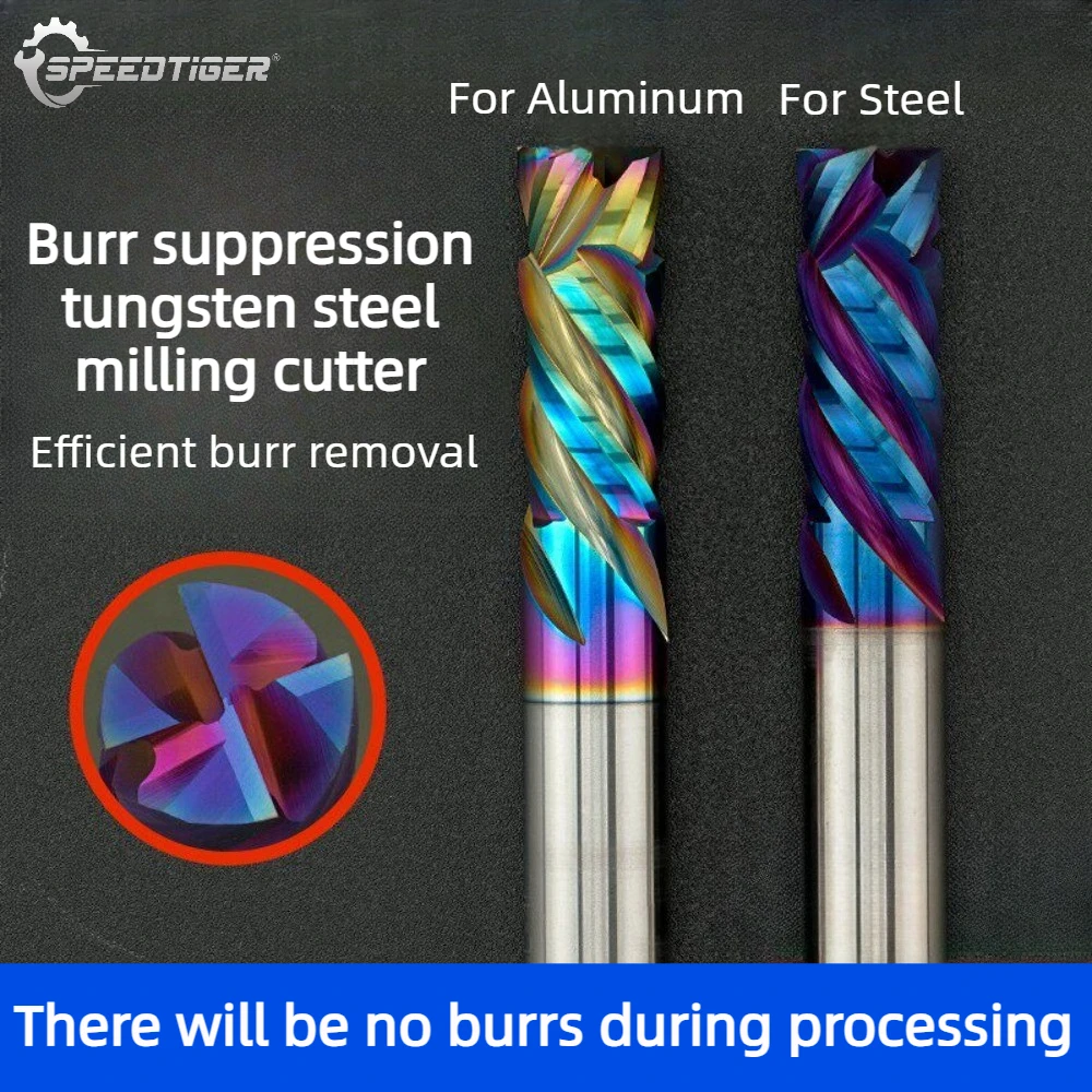 SPEEDTIGER Anti-Burr Tungsten carbide End Mill Nano Blue Coated Milling Cutter CNC Milling Tool Efficient Deburring Router Bit
SPEEDTIGER Anti-Burr Tungsten carbide End Mill Nano Blue Coated Milling Cutter CNC Milling Tool Efficient Deburring Router Bit
