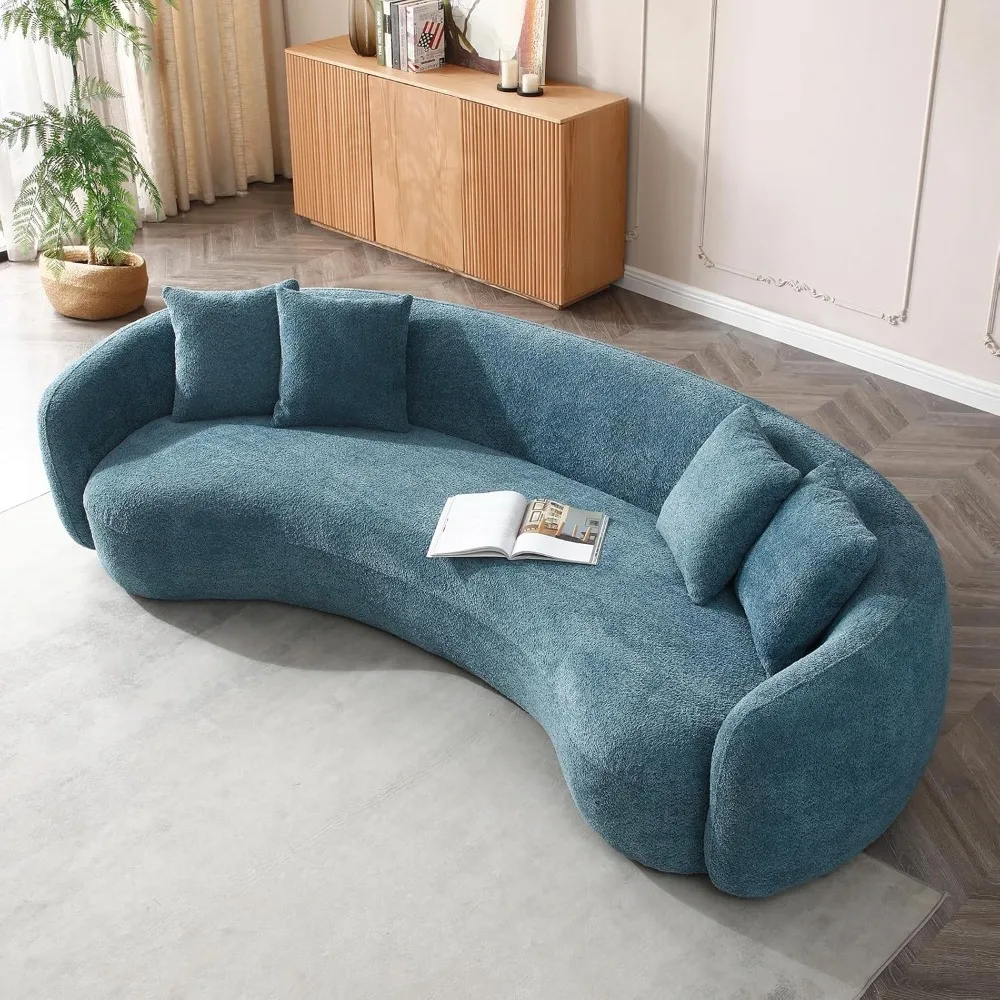 102'' Modern Minimalist Curved Lounge Sofa,Oversized Teddy Velvet Fabric Upholstered 5-Seater Comfortable Half-Moon Sofa 
102'' Modern Minimalist Curved Lounge Sofa,Oversized Teddy Velvet Fabric Upholstered 5-Seater Comfortable Half-Moon Sofa