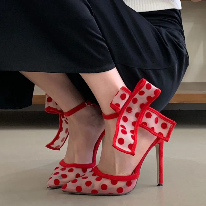 Eilyken Sexy Thin High Heels Red Polka Dot Breathable Mesh Women Pumps Fashion Pointed Toe Buckle Strap Shoes
Eilyken Sexy Thin High Heels Red Polka Dot Breathable Mesh Women Pumps Fashion Pointed Toe Buckle Strap Shoes
