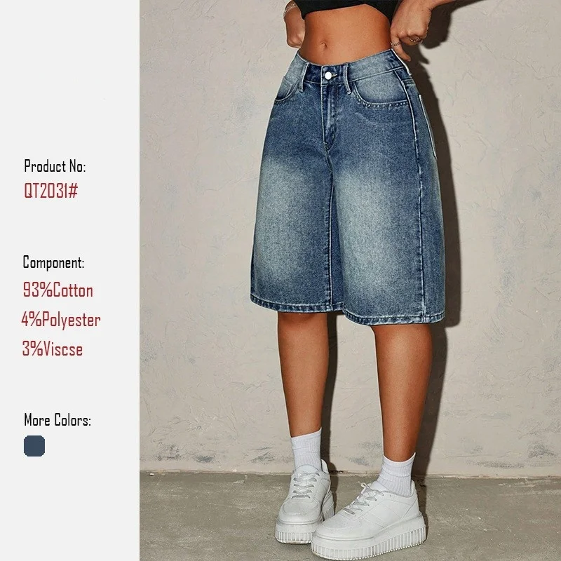 Women's High Waist Straight Leg Denim Shorts Fashionable Five-Quarter Length Straight Cut Shorts Jeans Feminino for Casual Wear
Women's High Waist Straight Leg Denim Shorts Fashionable Five-Quarter Length Straight Cut Shorts Jeans Feminino for Casual Wear