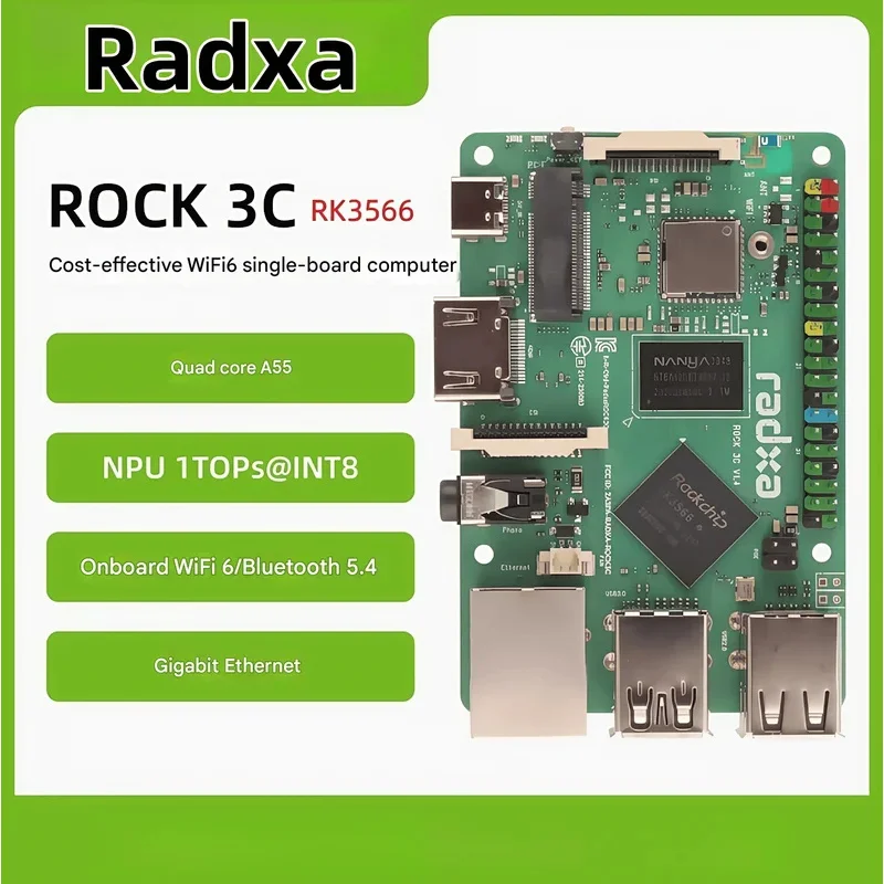 Radxa development board ROCK 3C RK3566 quad-core CPU single board computer Raspberry Pi alternative
Radxa development board ROCK 3C RK3566 quad-core CPU single board computer Raspberry Pi alternative