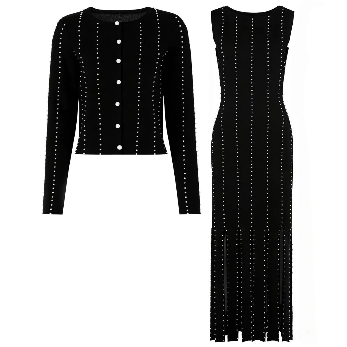 25283, весенне-осенний модный новый высококачественный жемчужный вязаный кардиган с длинными рукавами + длинное платье без рукавов, женский комплект для похудения
25283, весенне-осенний модный новый высококачественный жемчужный вязаный кардиган с длинными рукавами + длинное платье без рукавов, женский комплект для похудения