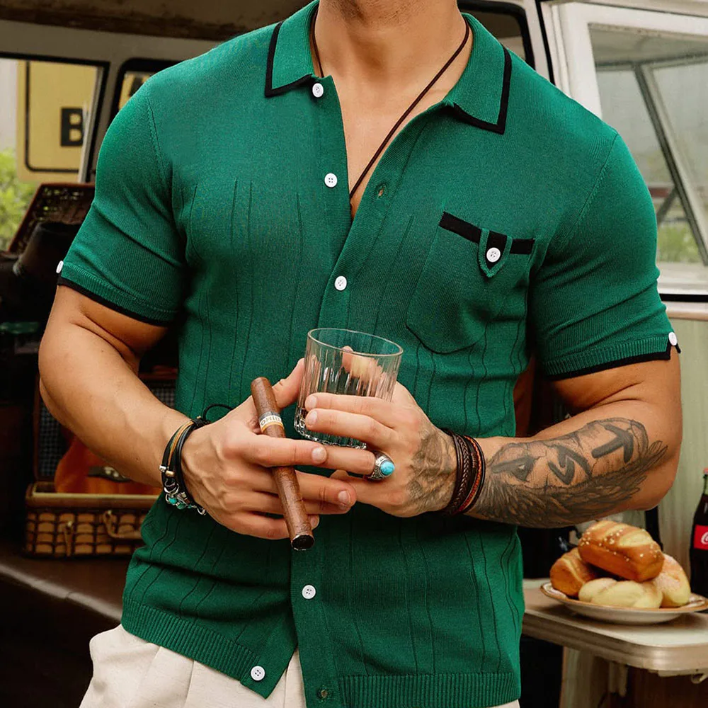 Mens Casual Contrast Striped Knitted Polo Shirt 2024 Summer New Commuter Versatile Business Simple Retro Short-Sleeve Shirt
Mens Casual Contrast Striped Knitted Polo Shirt 2024 Summer New Commuter Versatile Business Simple Retro Short-Sleeve Shirt
