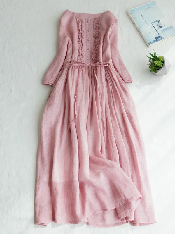 Bohemian Style Casual round Neck Gown Fairy Atmosphere Skirt Wooden Bells Loose Fit Long Sleeve mid Length A-Line Dress
Bohemian Style Casual round Neck Gown Fairy Atmosphere Skirt Wooden Bells Loose Fit Long Sleeve mid Length A-Line Dress