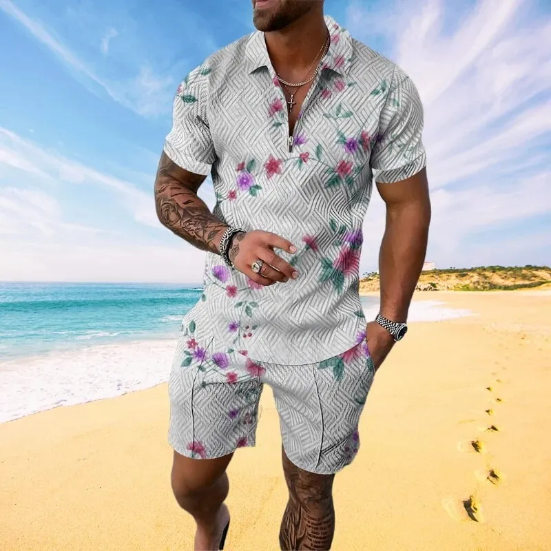 Floral Plant Pattern 3D Printed Summer men's Sportswear set, Casual Zipper Collar Polo Shirt And Shorts 2-piece Sportswear
Floral Plant Pattern 3D Printed Summer men's Sportswear set, Casual Zipper Collar Polo Shirt And Shorts 2-piece Sportswear