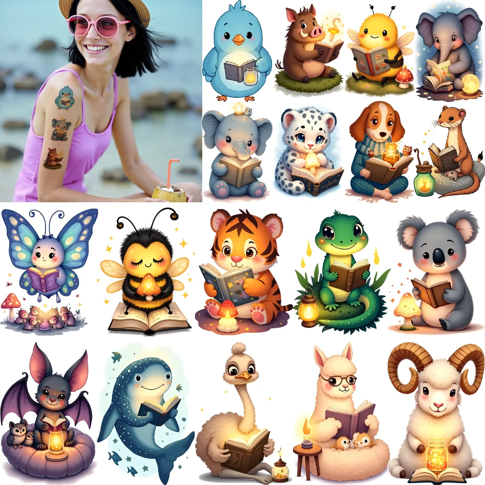 28 шт., временная татуировка, книга для чтения, временные татуировки, наклейки, персонажи животных, мультфильмы для щек, плеч
28 шт., временная татуировка, книга для чтения, временные татуировки, наклейки, персонажи животных, мультфильмы для щек, плеч