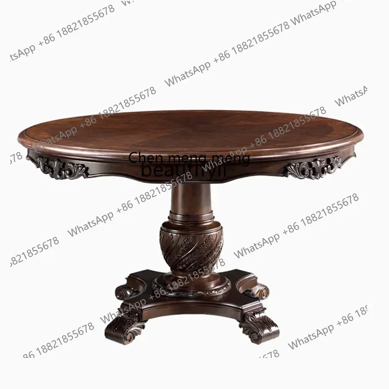 M178 American classical log carved round dining table family restaurant round dining table and chairs
M178 American classical log carved round dining table family restaurant round dining table and chairs
