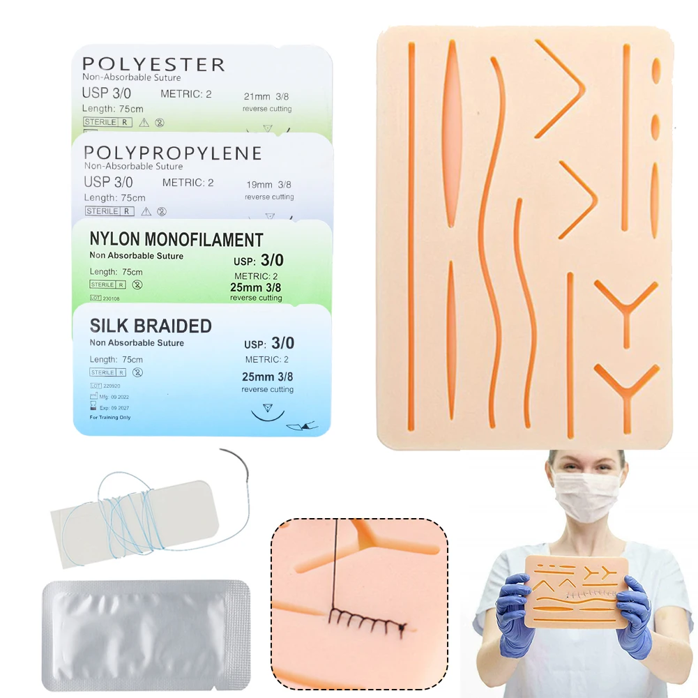 3/0 Surgical Simulation Suture with Silicone Suture Practice Mat Nylon Silk Non-injured for Suture Teaching Exercises
3/0 Surgical Simulation Suture with Silicone Suture Practice Mat Nylon Silk Non-injured for Suture Teaching Exercises