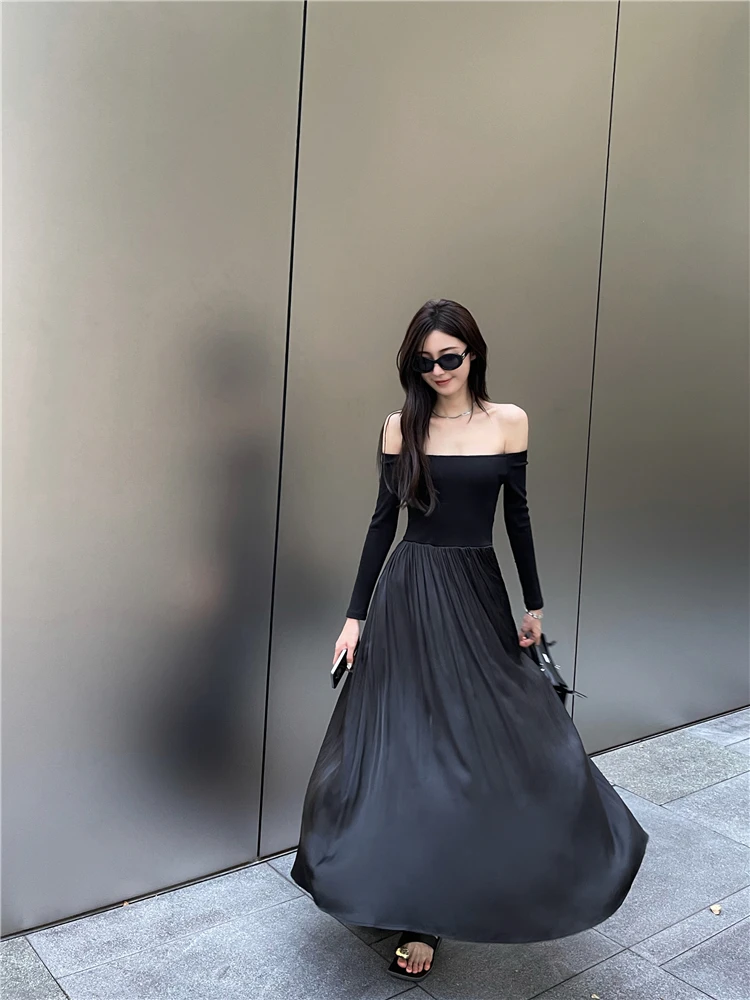 Bla Extended Midi Length One oulder Long Sve A-Line Dr Ele Street Sle Women's Faion Spring Season
Bla Extended Midi Length One oulder Long Sve A-Line Dr Ele Street Sle Women's Faion Spring Season