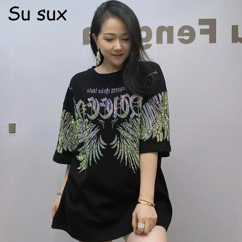 2025 Summer Casual Sequins Short Sleeve T-shirt Women Oversized Tops Y2k Clothes Loose Pullover Tees Vestidos Streetwear Bust125
2025 Summer Casual Sequins Short Sleeve T-shirt Women Oversized Tops Y2k Clothes Loose Pullover Tees Vestidos Streetwear Bust125