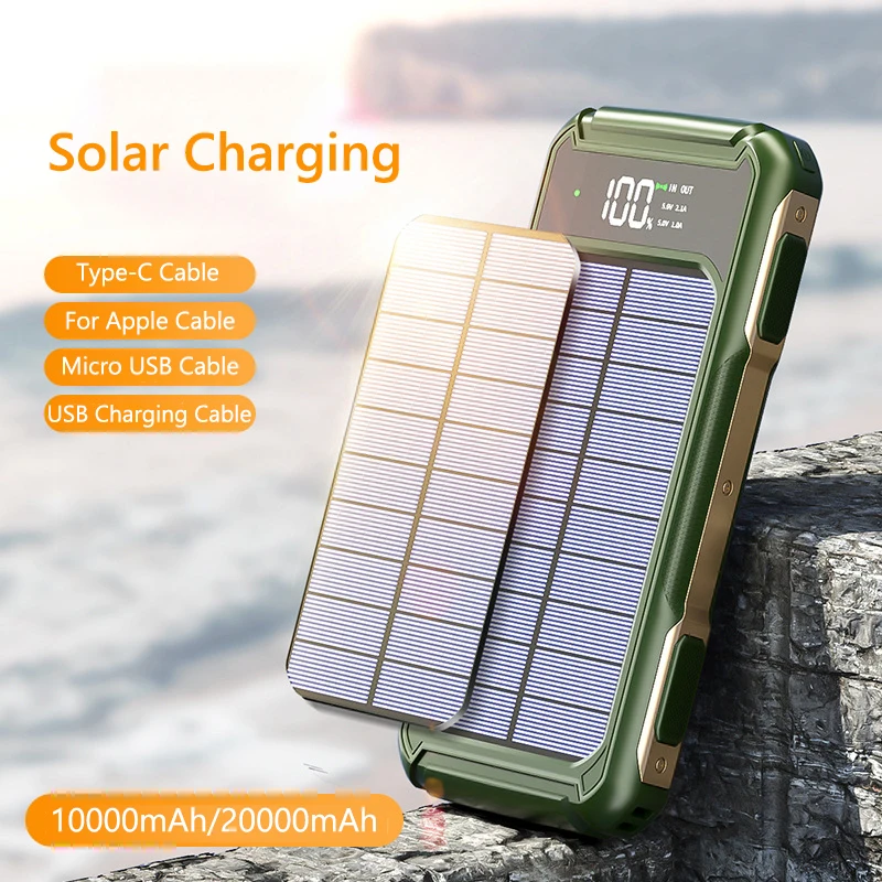 20000mAh Solar Power Bank Outdoor External Battery Pack with Cable LED Display for iPhone 15 Xiaomi Huawei Solar Battery Charger
20000mAh Solar Power Bank Outdoor External Battery Pack with Cable LED Display for iPhone 15 Xiaomi Huawei Solar Battery Charger