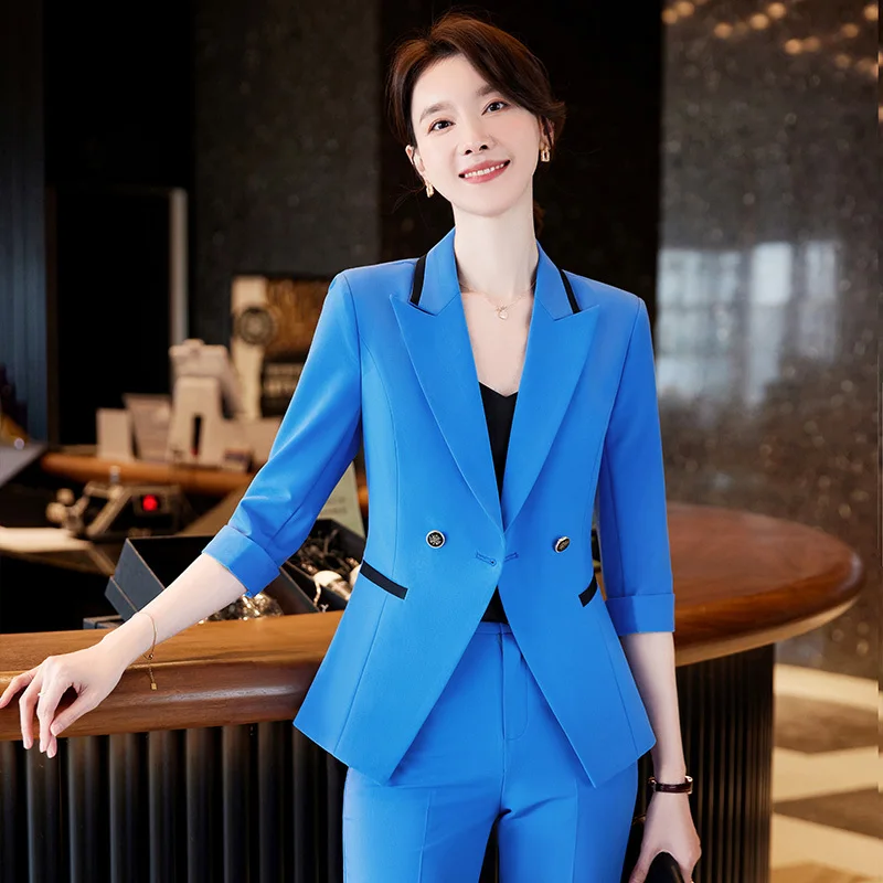 Formal Women Business Suits with Pants and Tops Summer Short Sleeve Novelty Professional Blazers Female Pantsuits OL Styles
Formal Women Business Suits with Pants and Tops Summer Short Sleeve Novelty Professional Blazers Female Pantsuits OL Styles