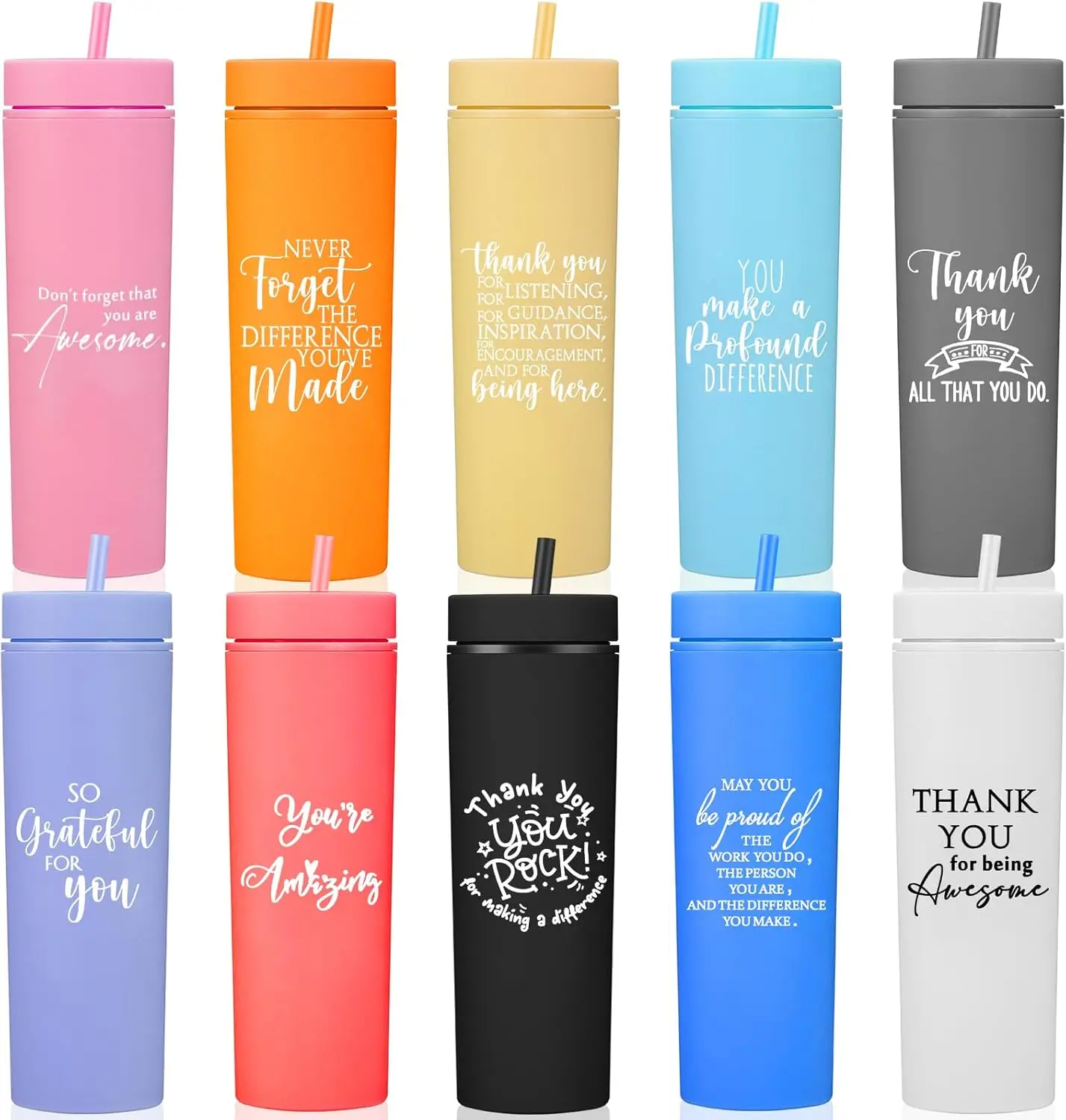 10 Pcs Thank You Cups with Lids and Straws, 16oz Reusable Plastic Tumblers for Employee Appreciation Gifts Teacher Nurse
10 Pcs Thank You Cups with Lids and Straws, 16oz Reusable Plastic Tumblers for Employee Appreciation Gifts Teacher Nurse