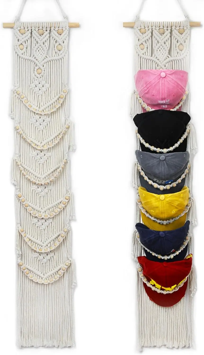 Hat Organizer for Baseball Caps, Hat Racks Cotton Rope Weaving Cap Stand, Handmade Macrame Hanging Hat Display Holder for Door Storage, Closet, Bedroom (Off-White, Set of 1)
Hat Organizer for Baseball Caps, Hat Racks Cotton Rope Weaving Cap Stand, Handmade Macrame Hanging Hat Display Holder for Door Storage, Closet, Bedroom (Off-White, Set of 1)