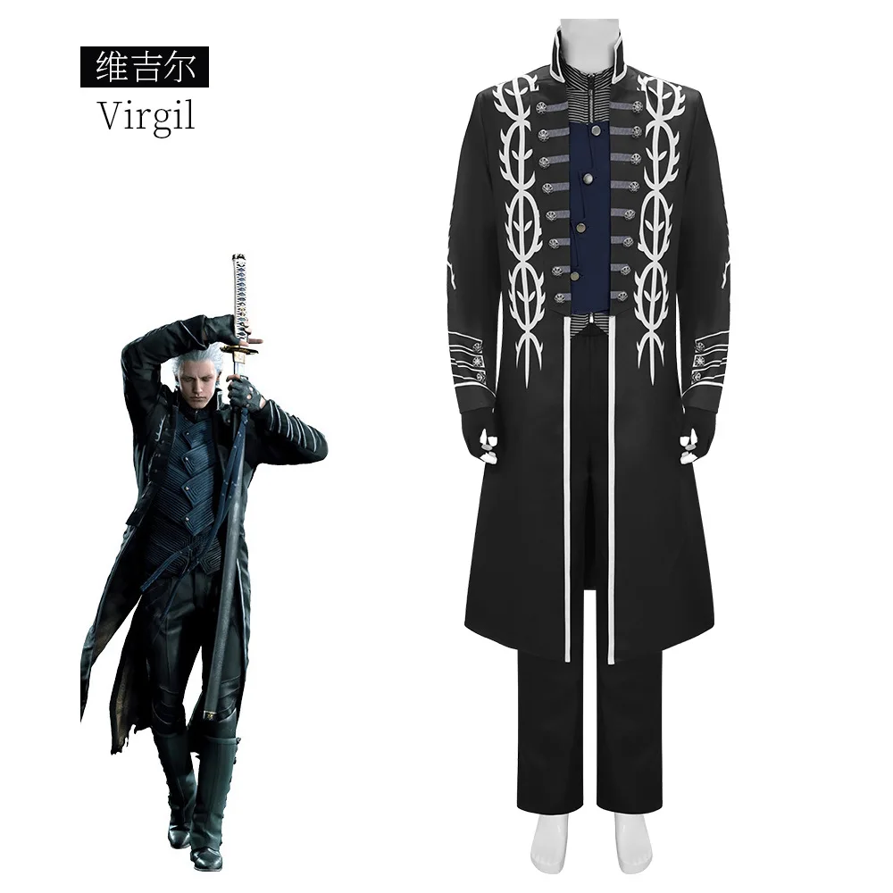 Game DMC 5 Vergil Cosplay Costume Vest Trousers Leather Coat Full Set Men Clothing Halloween Party Costumes Suit for Adult
Game DMC 5 Vergil Cosplay Costume Vest Trousers Leather Coat Full Set Men Clothing Halloween Party Costumes Suit for Adult