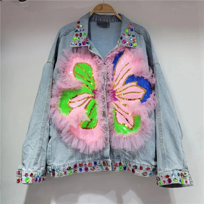 2024 Spring Sequin Flower Women Pink Yellow Denim Jackets Lapel Long Sleeve Casual Chaqueta Mujer Female Jeans Jacket Streetwear
2024 Spring Sequin Flower Women Pink Yellow Denim Jackets Lapel Long Sleeve Casual Chaqueta Mujer Female Jeans Jacket Streetwear