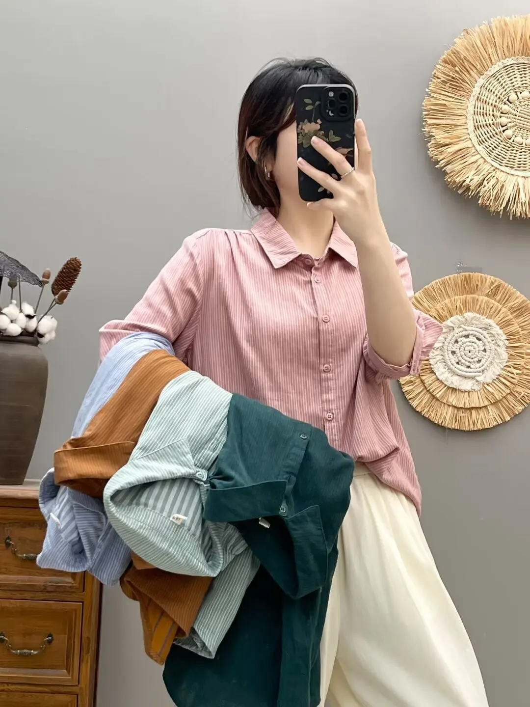 Japanese vintage clothes 100% cotton yarn half sleeve striped shirts and blouses for women summer Japan style large size tops
Japanese vintage clothes 100% cotton yarn half sleeve striped shirts and blouses for women summer Japan style large size tops