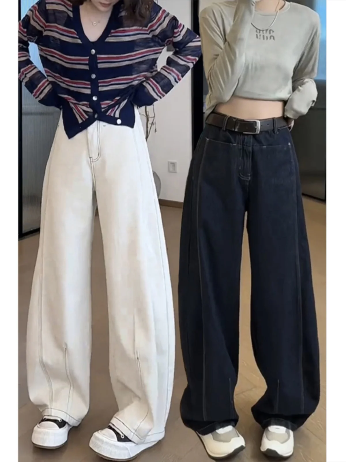 High Waist Wide Leg Denim Jeans for Women Pear Shape plus Size Slim Fit Banana Pants Long Trousers Autumn Season Fashion
High Waist Wide Leg Denim Jeans for Women Pear Shape plus Size Slim Fit Banana Pants Long Trousers Autumn Season Fashion