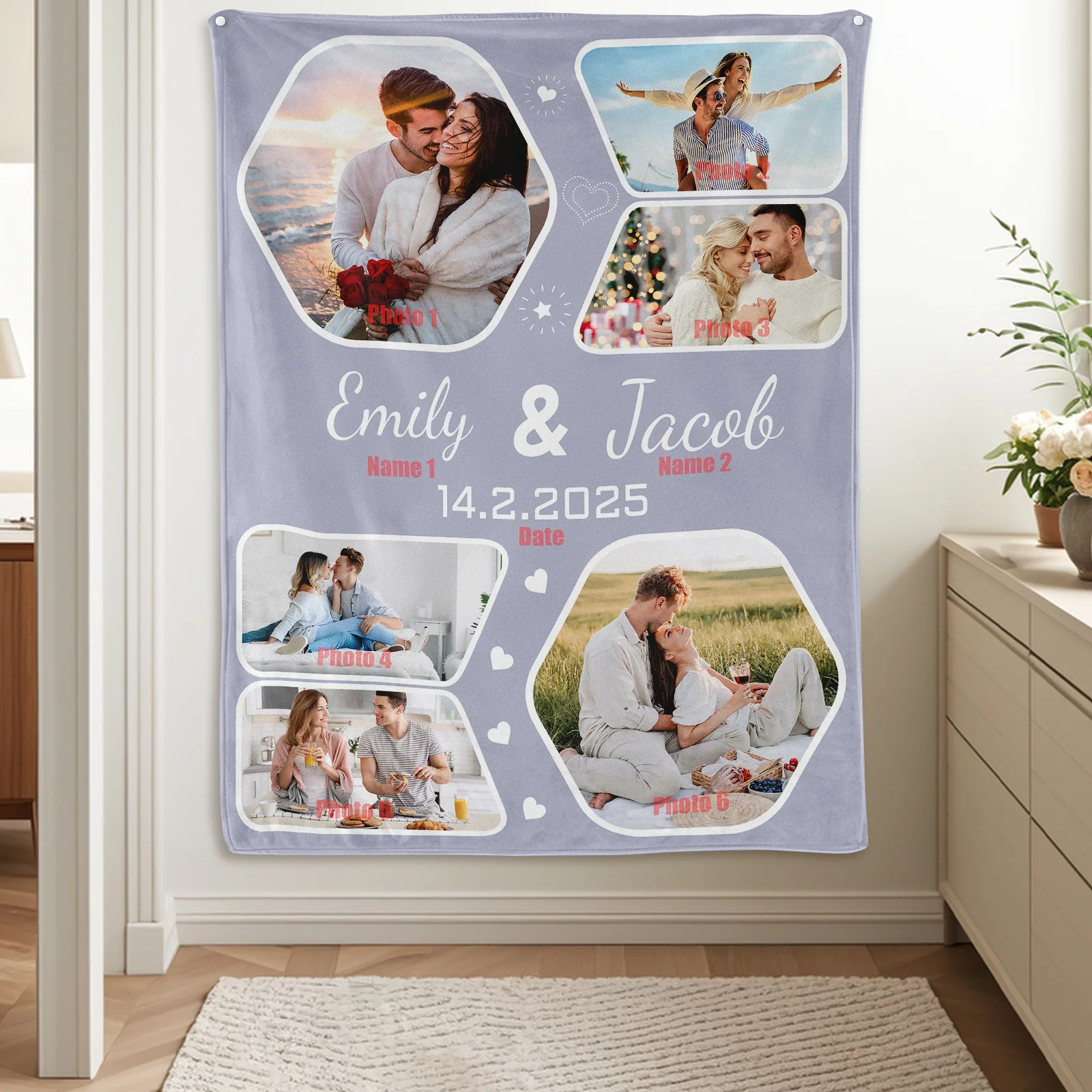 Custom Hexagon Love Blanket With Date Personalized Cozy Gift For Home Decor
Custom Hexagon Love Blanket With Date Personalized Cozy Gift For Home Decor